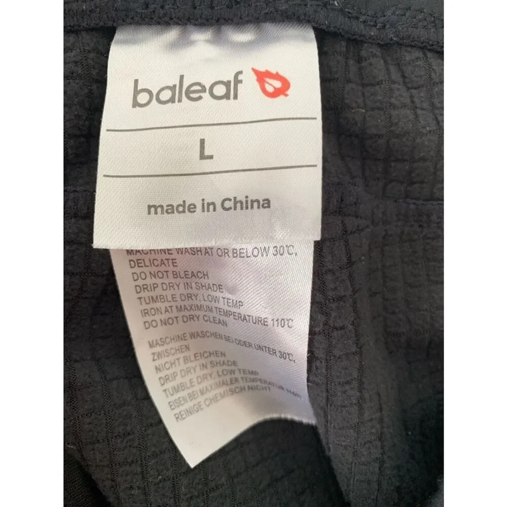 Baleaf Men’s Black Bike Cycling Pants Elastic Waist Pockets/Zip Logo Size L